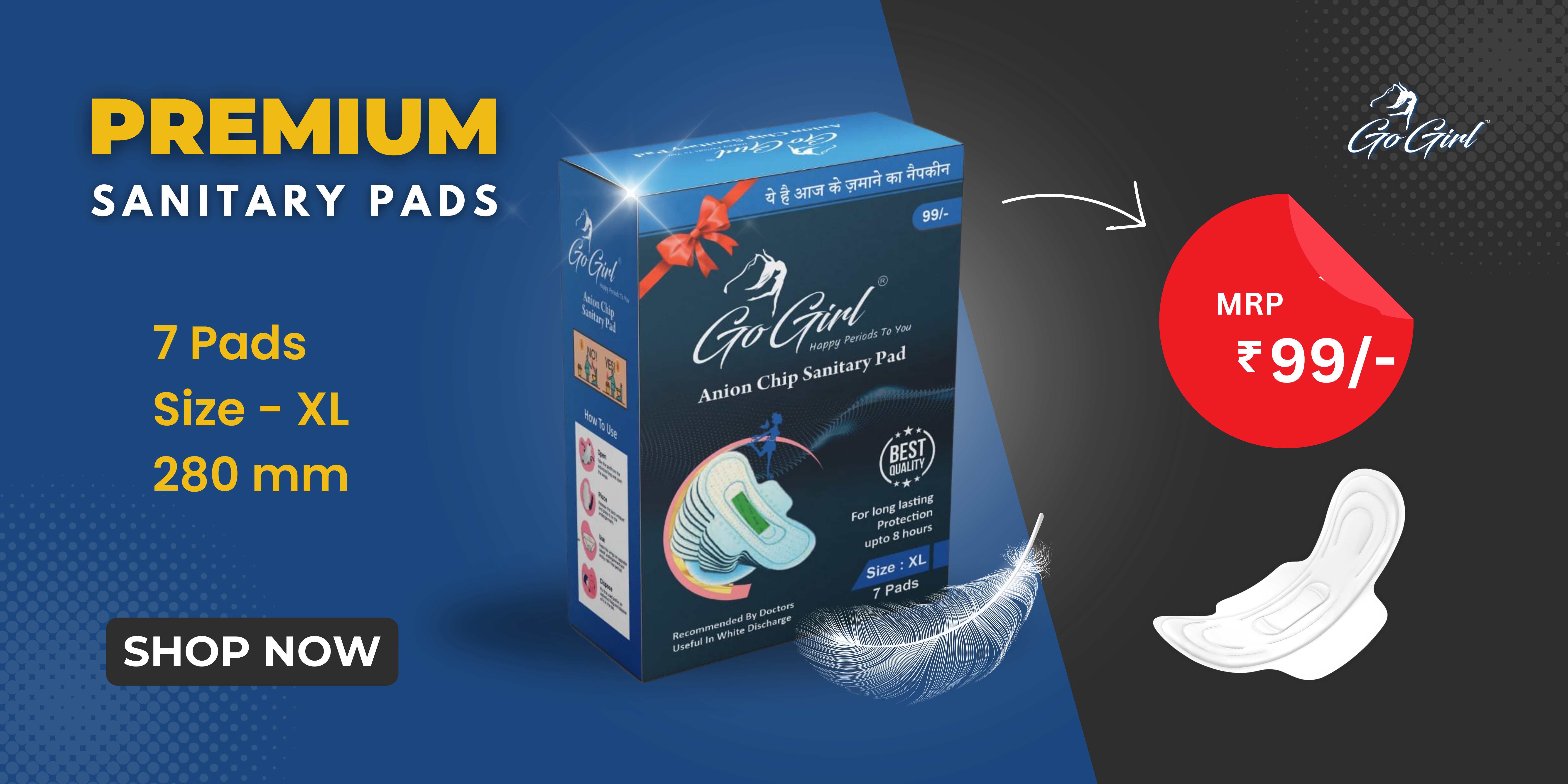 Menstrual pads for swimming