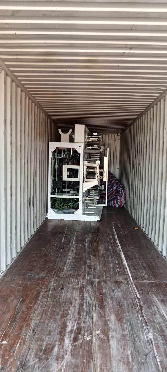 Sanitary napkin machine installation in progress